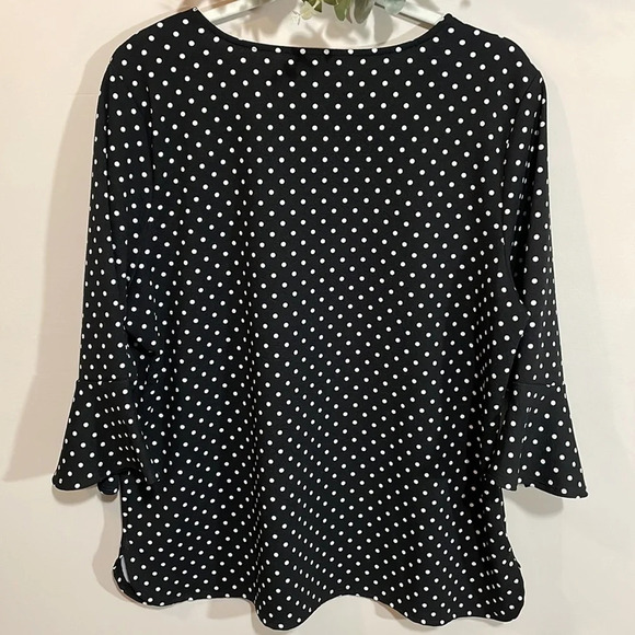 Croft & Barrow Black with White Polka Dot 3/4 Sleeve Top XL - Picture 9 of 14